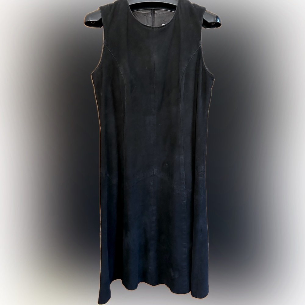 Excellent Condition Black Suede Shift Dress by Italian Designer Mario Vittorio.